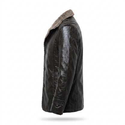 Lederjacken Outlet24 - Savak | Gefüttert Geknöpft Lederjacke Herren