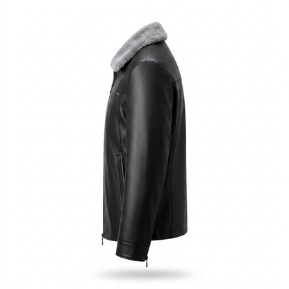Lederjacken Outlet24 - Sular | Gefütterte Pelzbesetzte Lederjacke Herren