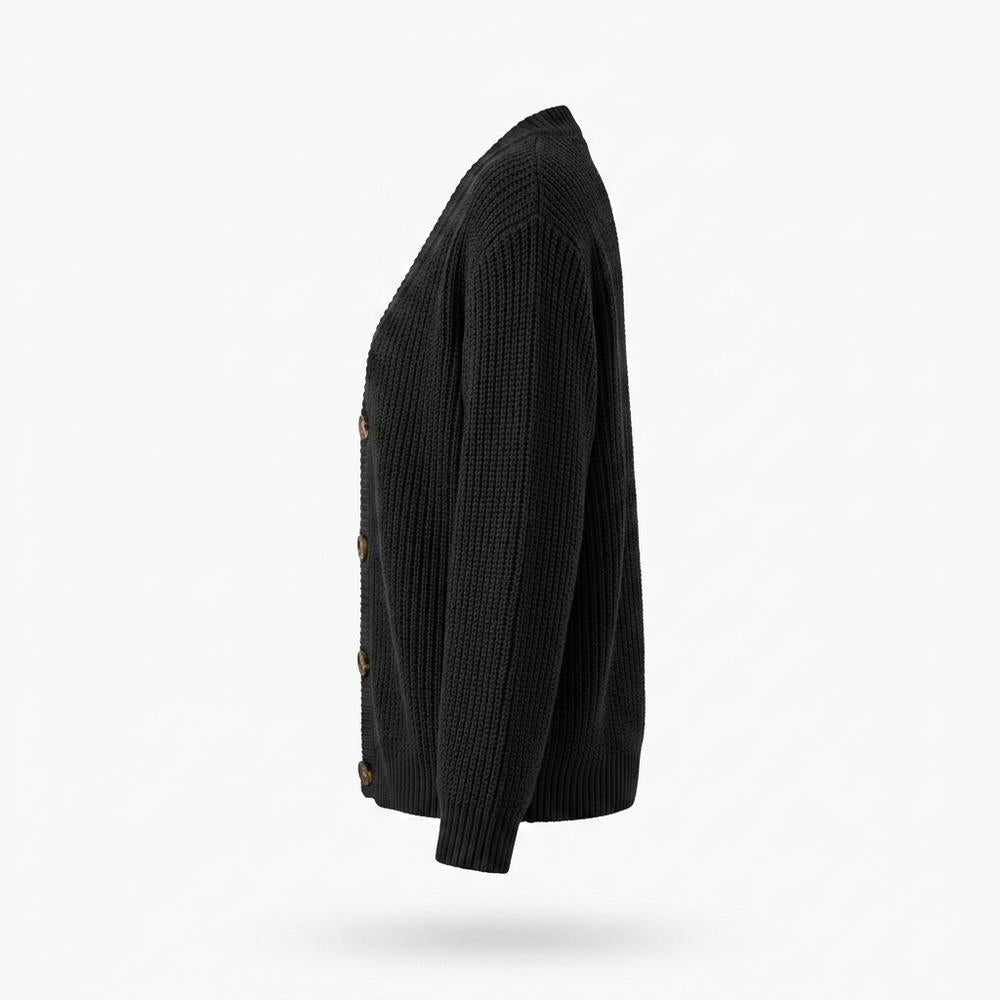 Lederjacken Outlet24 - Larir | Gerippte Langärmlige Strickjacke Damen