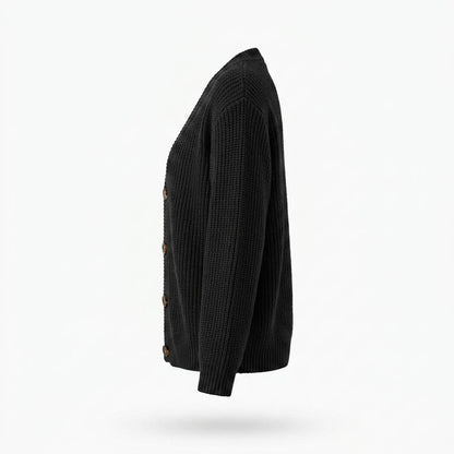 Lederjacken Outlet24 - Larir | Gerippte Langärmlige Strickjacke Damen