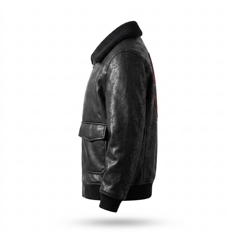 Lederjacken Outlet24 - Rihuv | Gefütterte Bestickte Lederjacke Herren