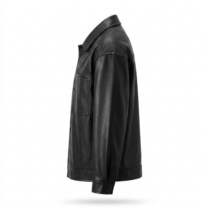 Lederjacken Outlet24 - Talev | Geknöpfte Aufgesetzte Lederjacke Herren