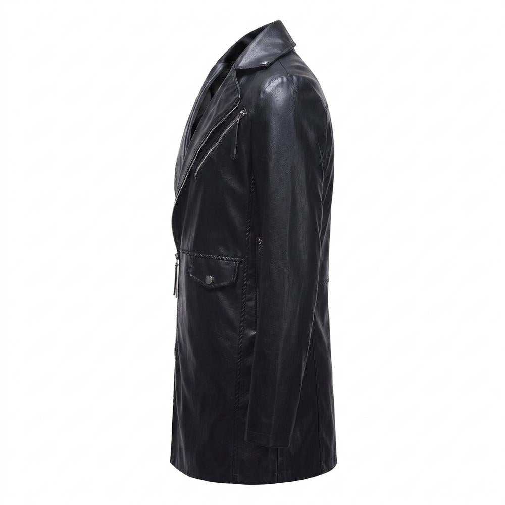 Lederjacken Outlet24 - Eoson | Asymmetrischer Taillierter Ledermantel Herren