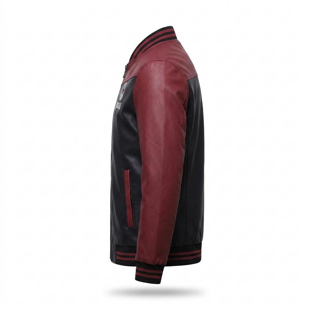 Lederjacken Outlet24 - Norav | Zweifarbige Gerippte Lederjacke Herren