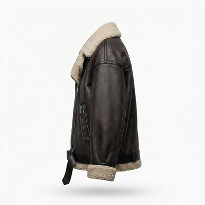 Lederjacken Outlet24 - Liwod | Gefütterte Weite Lederjacke Damen