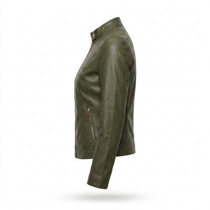 Lederjacken Outlet24 - Denid | Tailliert Unifarben Lederjacke Damen