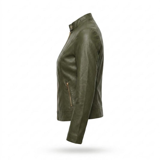 Lederjacken Outlet24 - Denid | Tailliert Unifarben Lederjacke Damen
