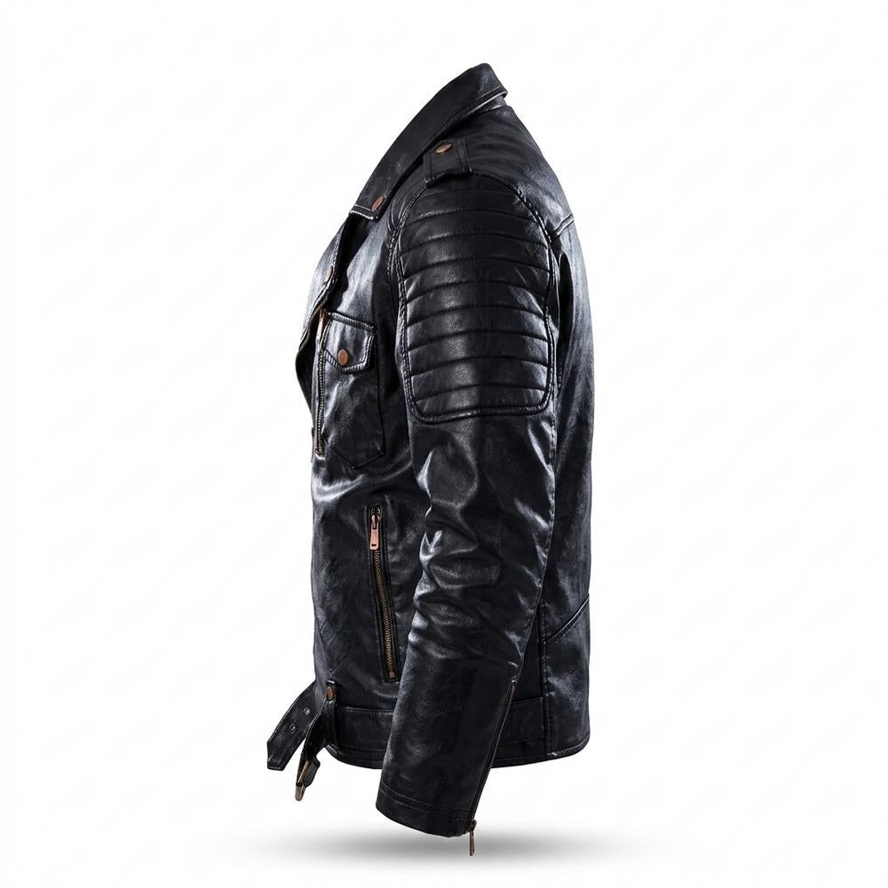 Lederjacken Outlet24 - Mewev | Asymmetrisch Gesteppt Lederjacke Herren