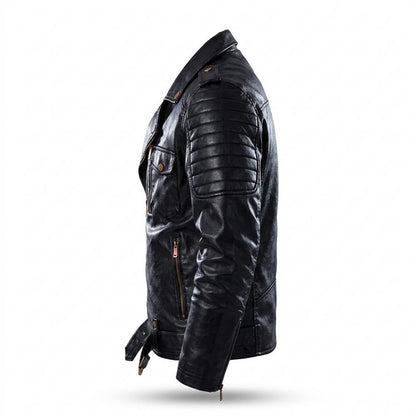 Lederjacken Outlet24 - Mewev | Asymmetrisch Gesteppt Lederjacke Herren