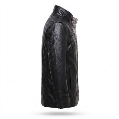 Lederjacken Outlet24 - Vawos | Gefütterte Geknöpfte Lederjacke Herren