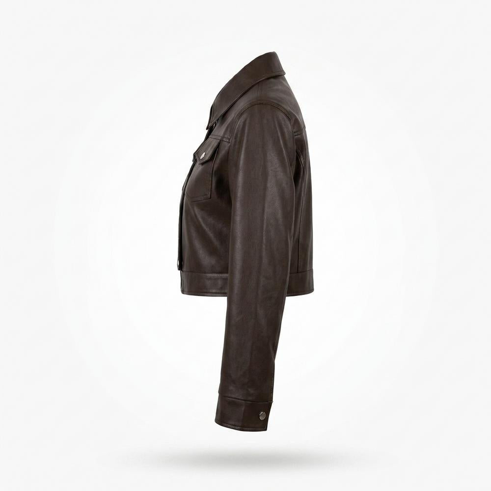 Lederjacken Outlet24 - Dizav | Gecroppt Langärmlig Lederjacke Damen