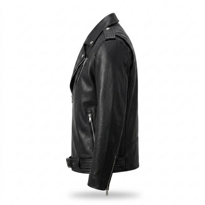 Lederjacken Outlet24 - Sopol | Asymmetrische Gefütterte Lederjacke Herren