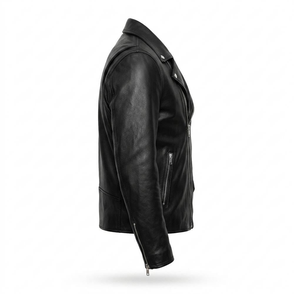 Lederjacken Outlet24 - Yefan | Asymmetrische Taillierte Lederjacke Herren