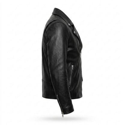 Lederjacken Outlet24 - Yefan | Asymmetrische Taillierte Lederjacke Herren