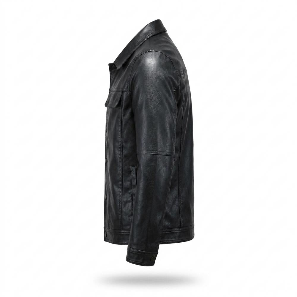 Lederjacken Outlet24 - Rezem | Geknöpft Tailliert Lederjacke Herren