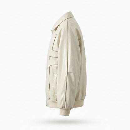 Lederjacken Outlet24 - Mugot | Paspelierte Weite Lederjacke Unisex