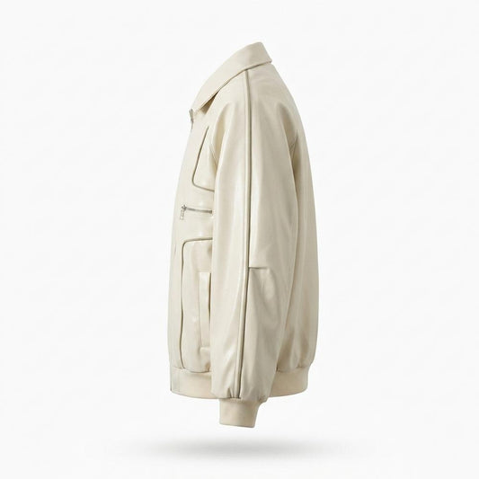 Lederjacken Outlet24 - Mugot | Paspelierte Weite Lederjacke Unisex