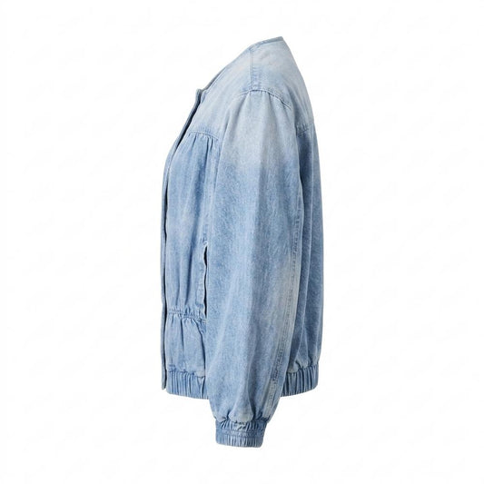 Lederjacken Outlet24 - Riril | Gerafft Kragenlos Jacke Damen