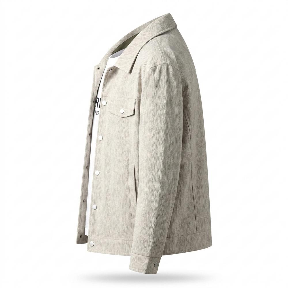 Lederjacken Outlet24 - Muhon | Strukturiert Geknöpft Jacke Herren