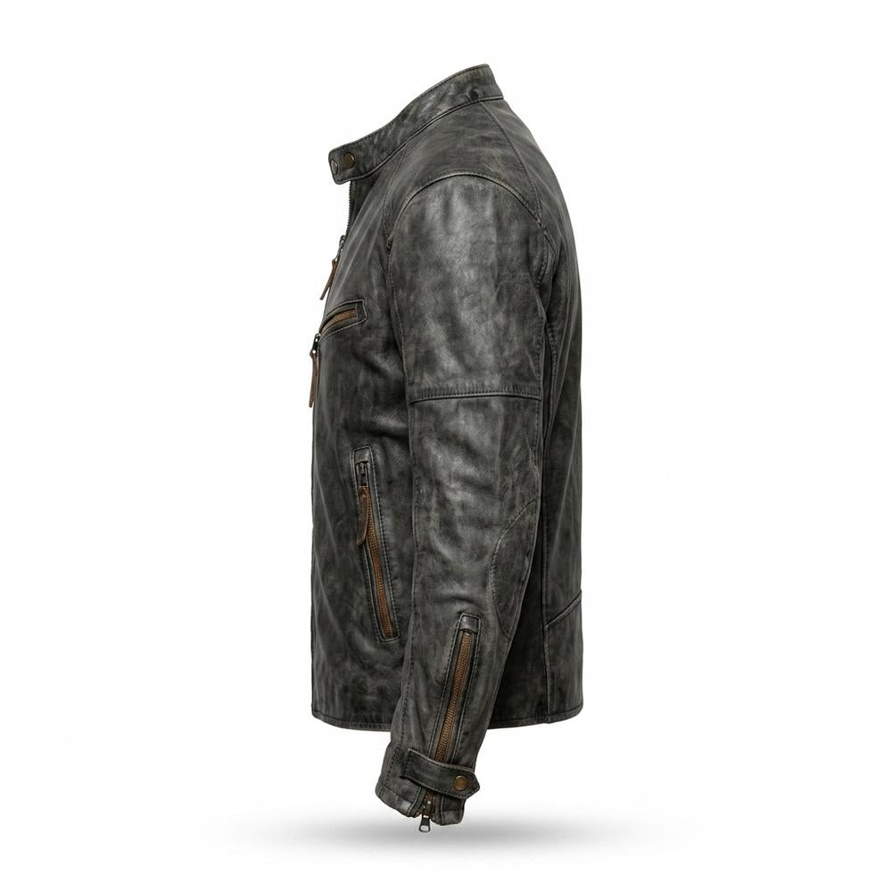 Lederjacken Outlet24 - Lebav | Patiniert Tailliert Lederjacke Herren