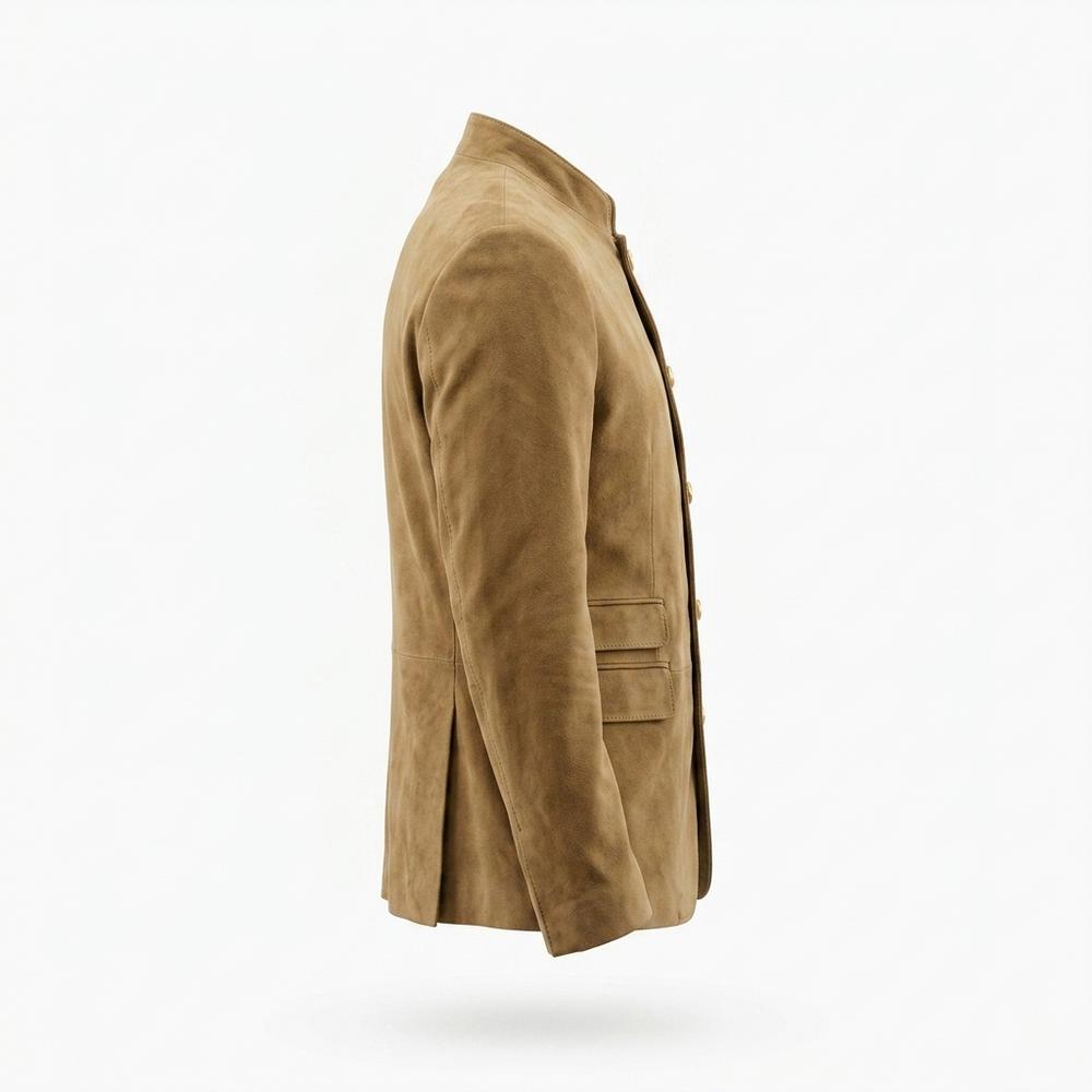 Lederjacken Outlet24 - Somol | Stehkragen Geknöpft Wildleder-Jacke Herren