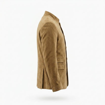 Lederjacken Outlet24 - Somol | Stehkragen Geknöpft Wildleder-Jacke Herren