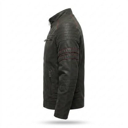 Lederjacken Outlet24 - Ranal | Gesteppte Paspelierte Lederjacke Herren
