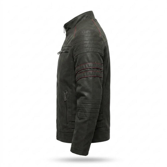 Lederjacken Outlet24 - Ranal | Gesteppte Paspelierte Lederjacke Herren