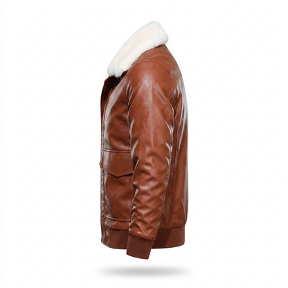 Lederjacken Outlet24 - Nivat | Gefütterte Fellbesetzte Lederjacke Herren