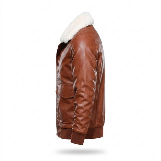 Lederjacken Outlet24 - Nivat | Gefütterte Fellbesetzte Lederjacke Herren
