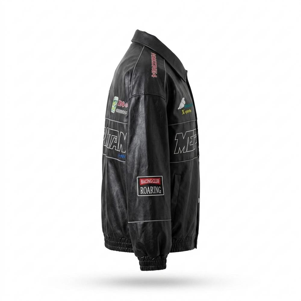 Lederjacken Outlet24 - Dupok | Bestickt Geknöpft Lederjacke Unisex