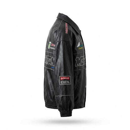 Lederjacken Outlet24 - Dupok | Bestickt Geknöpft Lederjacke Unisex