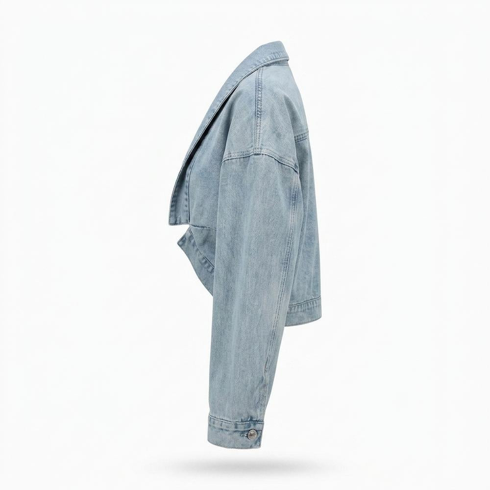 Lederjacken Outlet24 - Vopul | Kurzgeschnittene Kragenlose Jacke Damen