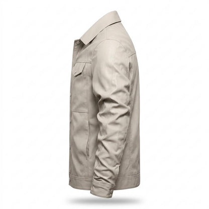 Lederjacken Outlet24 - Nezad | Geknöpft Glatt Lederjacke Herren