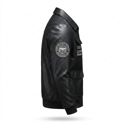 Lederjacken Outlet24 - Comon | Appliziert Strukturiert Lederjacke Herren