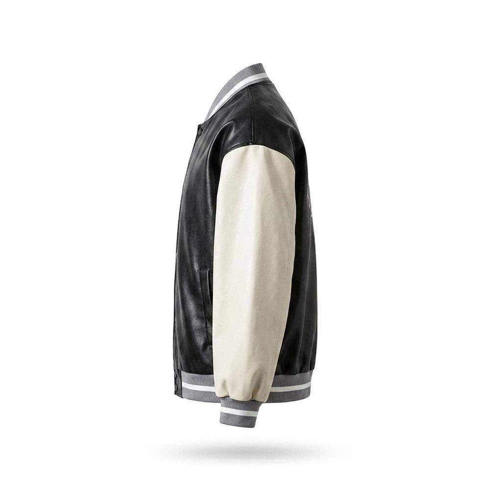 Lederjacken Outlet24 - Nusuk | Bestickte Zweifarbige Lederjacke Unisex
