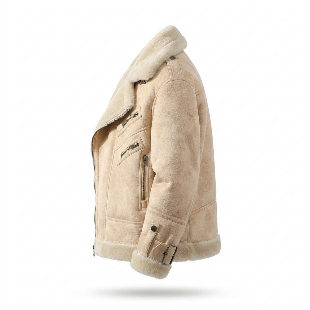 Lederjacken Outlet24 - Luvek | Gefütterte Asymmetrische Wildleder-Jacke Herren