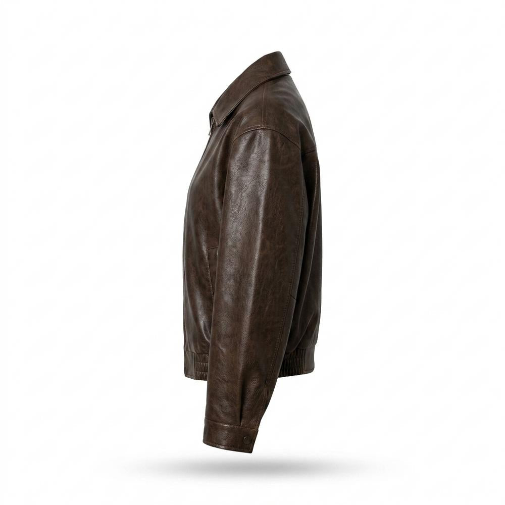 Lederjacken Outlet24 - Tarit | Locker Geschnittene Reißverschluss Lederjacke Damen