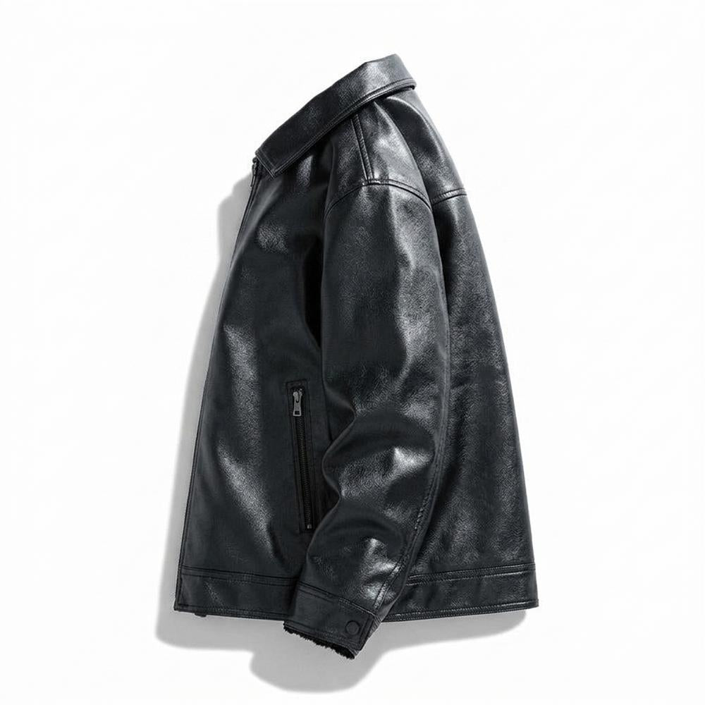 Lederjacken Outlet24 - Sadum | Gefütterte Gerade Geschnittene Lederjacke Herren
