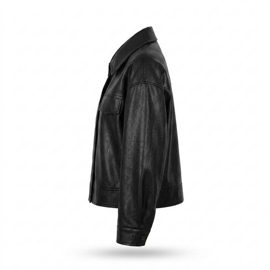 Lederjacken Outlet24 - Lehis | Kurz Geschnittene Geknöpfte Lederjacke Damen