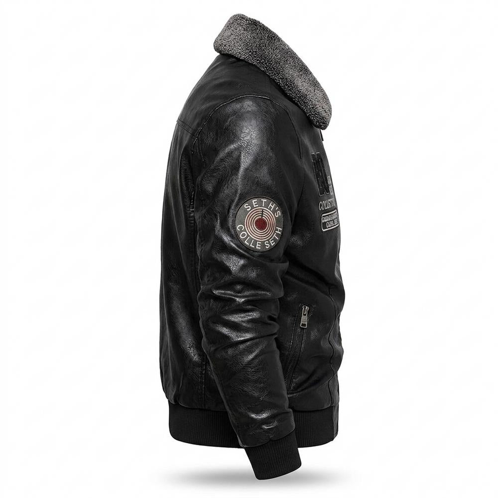 Lederjacken Outlet24 - Cegek | Gefüttert Bestickt Lederjacke Herren