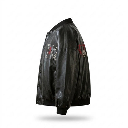 Lederjacken Outlet24 - Liles | Bestickt Geknöpft Lederjacke Unisex