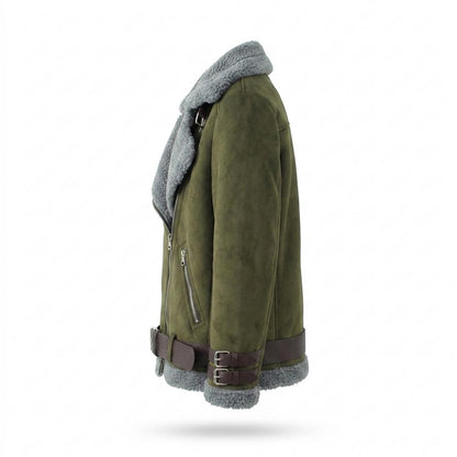 Lederjacken Outlet24 - Dulom | Gefüttert Asymmetrisch Wildleder-Jacke Damen