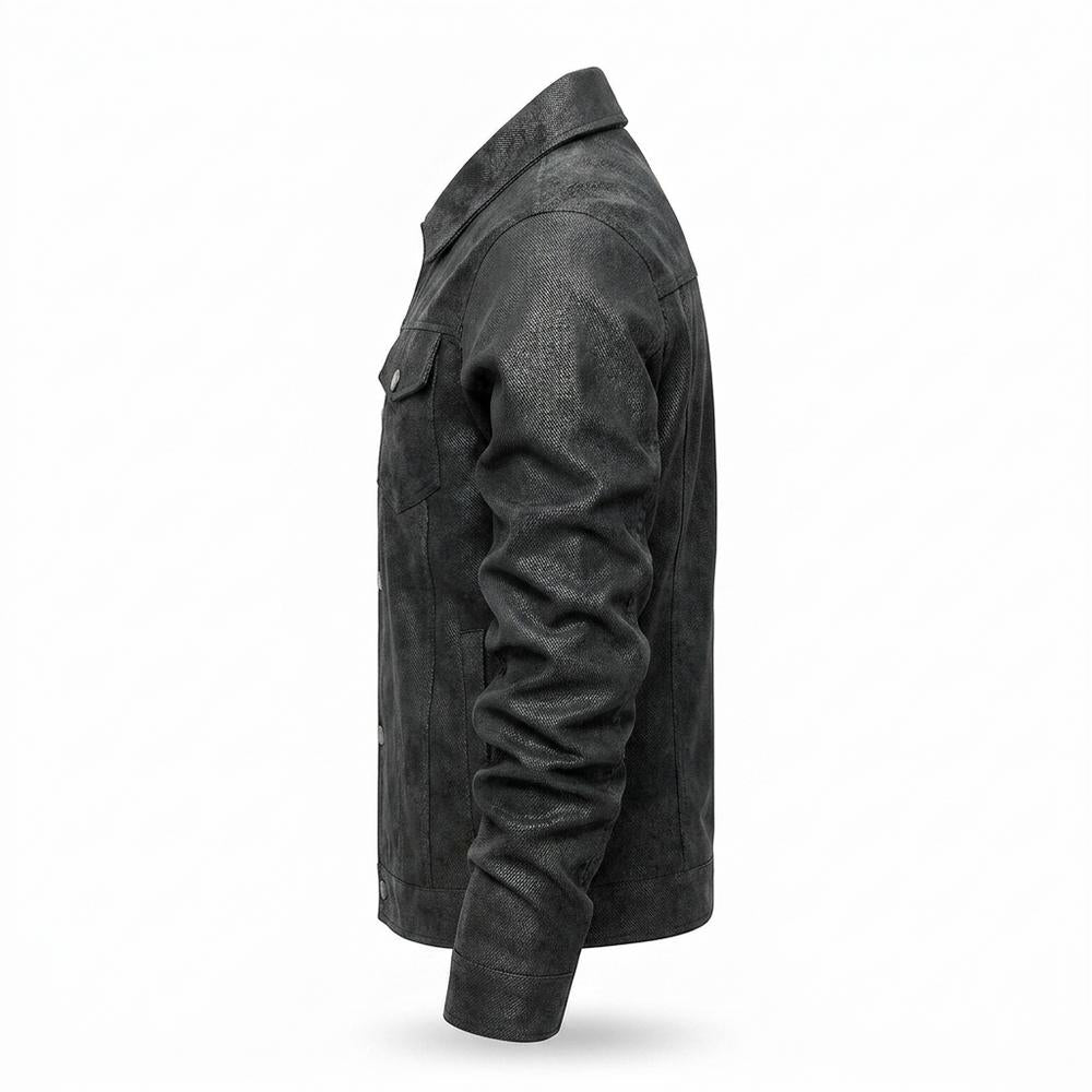 Lederjacken Outlet24 - Koler | Strukturiert Geknöpft Lederjacke Herren