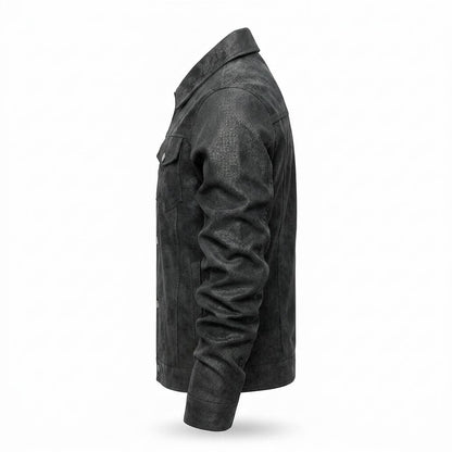 Lederjacken Outlet24 - Koler | Strukturiert Geknöpft Lederjacke Herren
