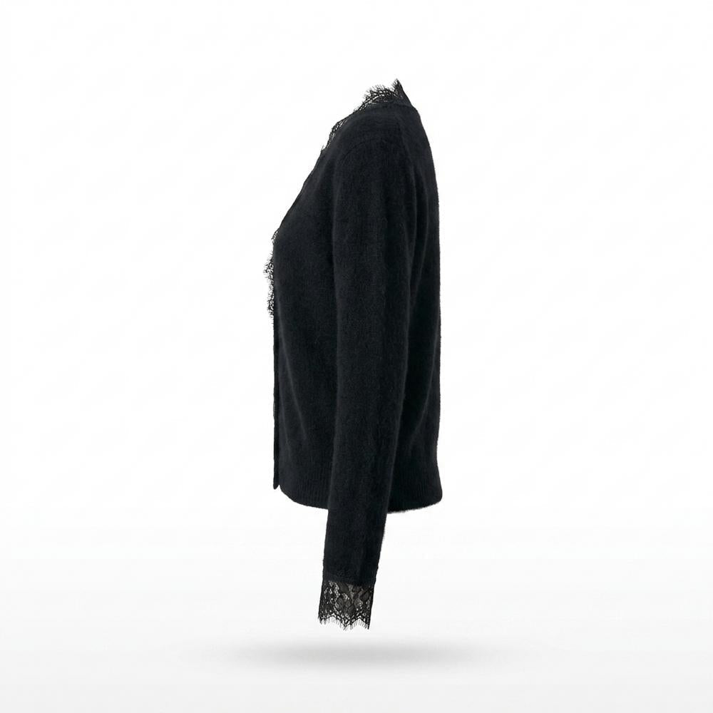 Lederjacken Outlet24 - Mutud | Langärmlige Spitzenbesetzte Strickjacke Damen