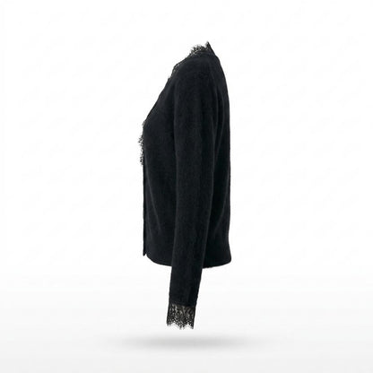 Lederjacken Outlet24 - Mutud | Langärmlige Spitzenbesetzte Strickjacke Damen