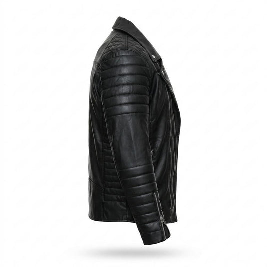 Lederjacken Outlet24 - Zepik | Asymmetrisch Gesteppt Lederjacke Herren