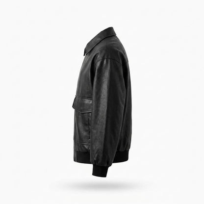 Lederjacken Outlet24 - Mamad | Weit geschnittene Reißverschluss Lederjacke Herren