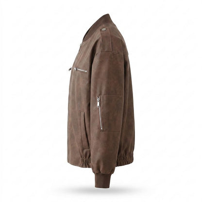Lederjacken Outlet24 - Tumev | Gefütterte Locker Geschnittene Wildleder-Jacke Unisex